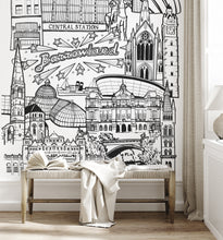 Load image into Gallery viewer, Glasgow wall mural. Glasgow black and white wall mural