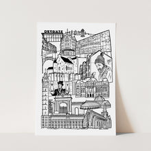 Load image into Gallery viewer, Black and White Glasgow East End illustration print