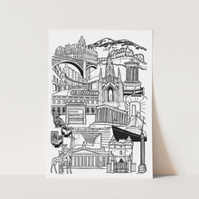 Load image into Gallery viewer, Black and White Edinburgh Illustration Print