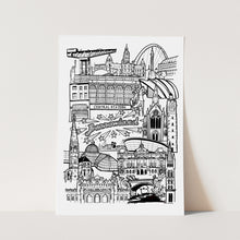 Load image into Gallery viewer, Black and White print of Glasgow