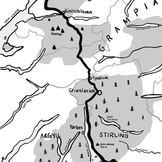 West Highland Way Map Illustration Print