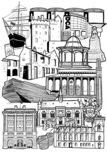 Load image into Gallery viewer, Black and white illustration print of Dundee