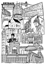 Load image into Gallery viewer, Black and White Glasgow East End illustration print