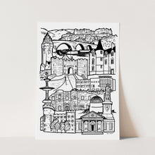 Load image into Gallery viewer, Black and white Stirling illustration print