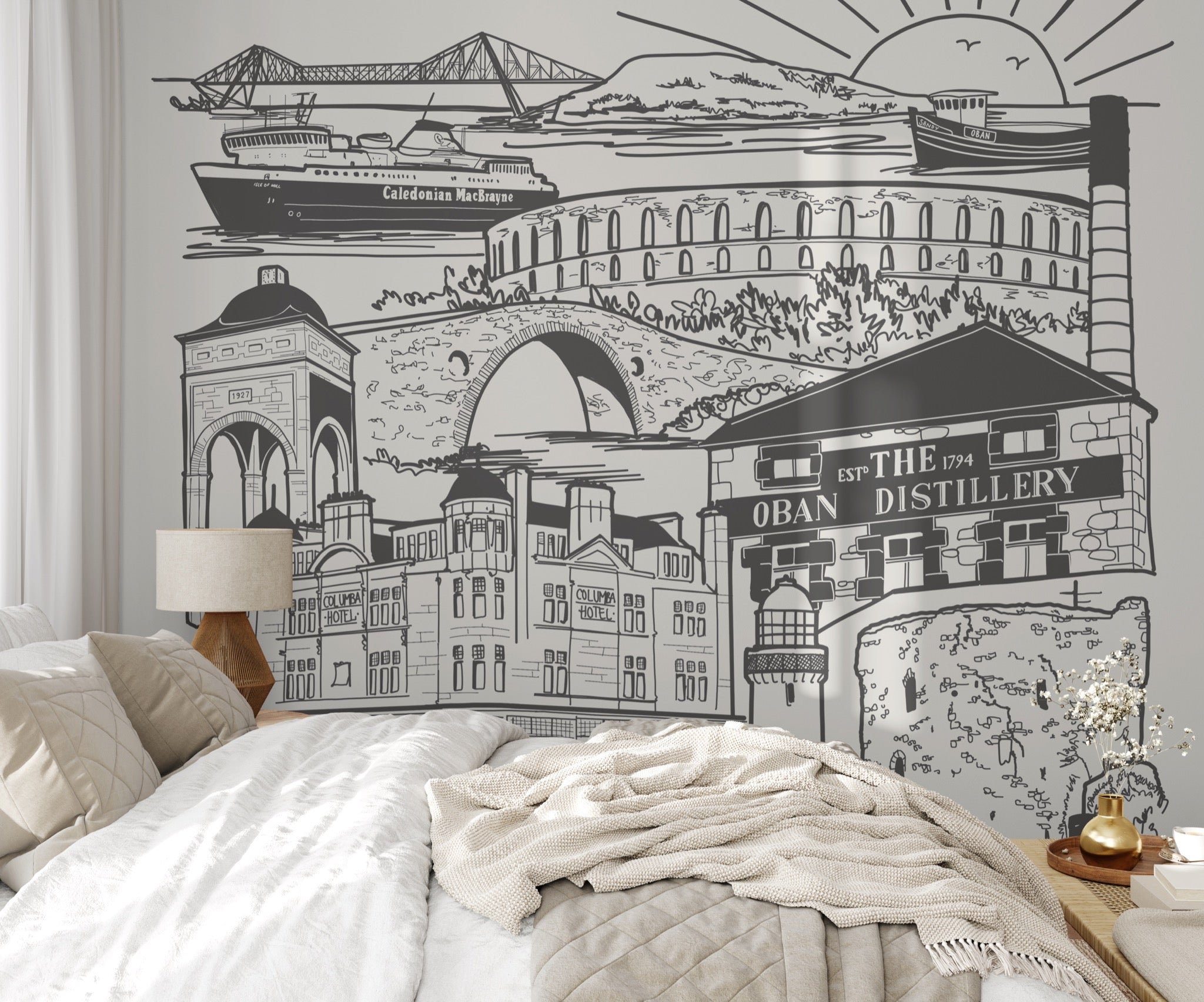 oban wall mural in bedroom