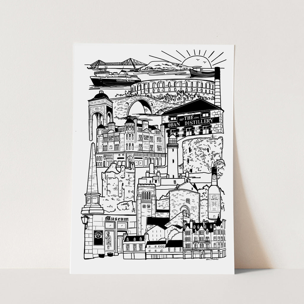 OBAN BLACK AND WHITE PRINT