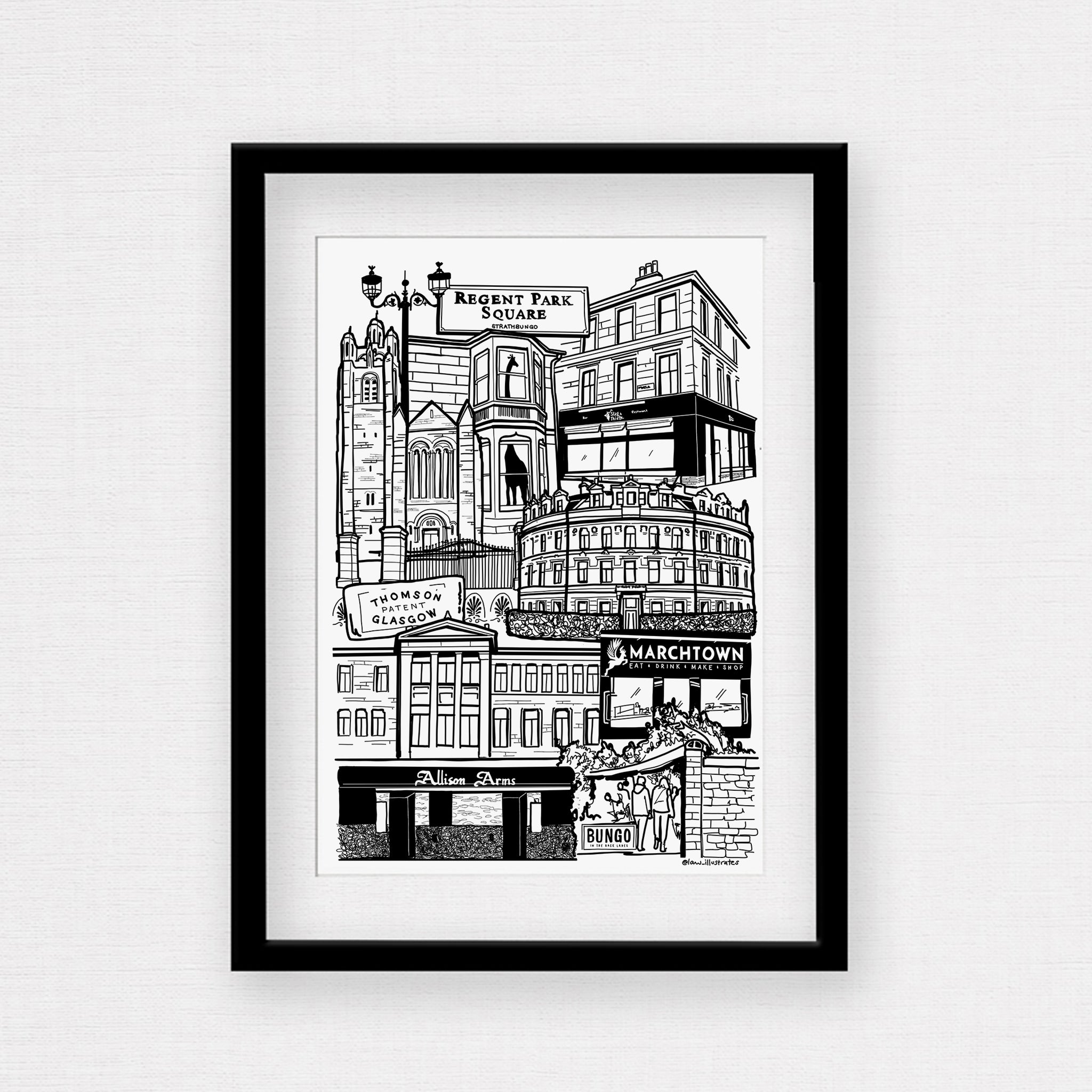 Strathbungo black and white framed print