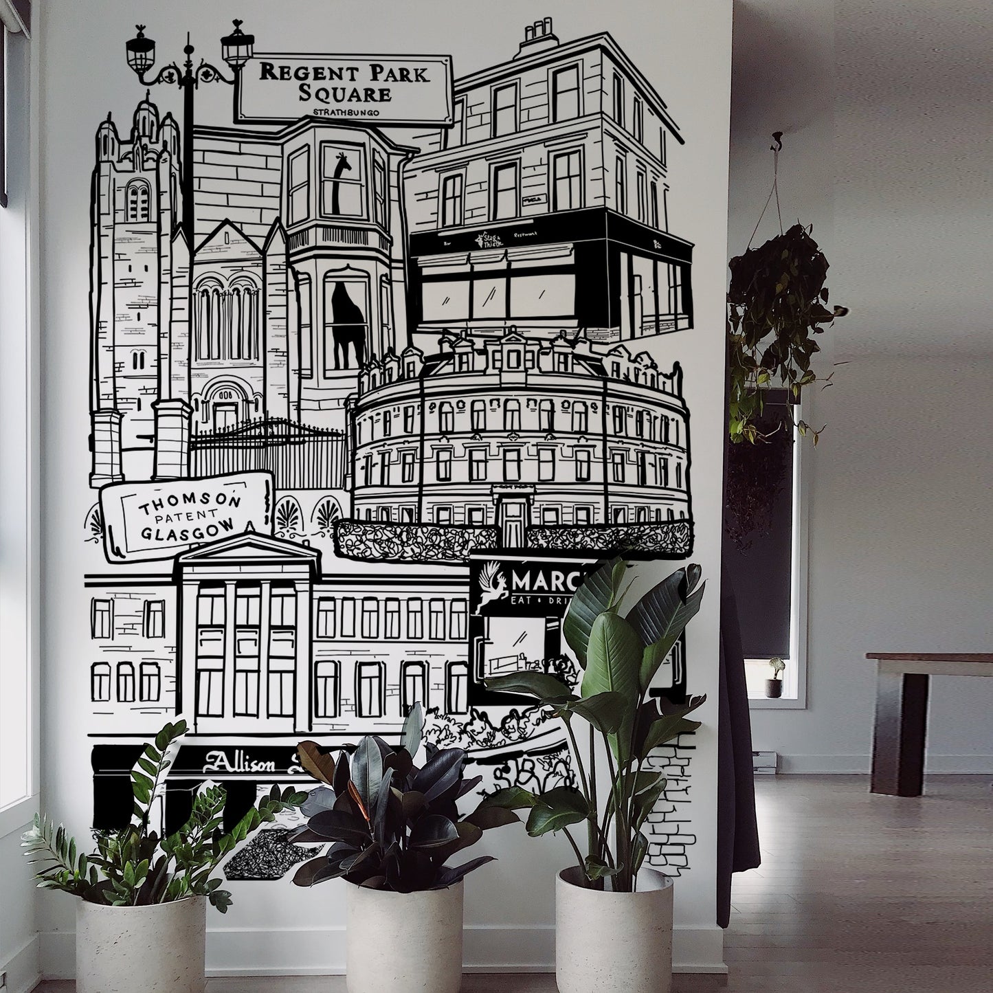 Strathbungo mural black and white mural