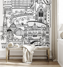 Load image into Gallery viewer, Glasgow wall mural. Glasgow black and white wall mural
