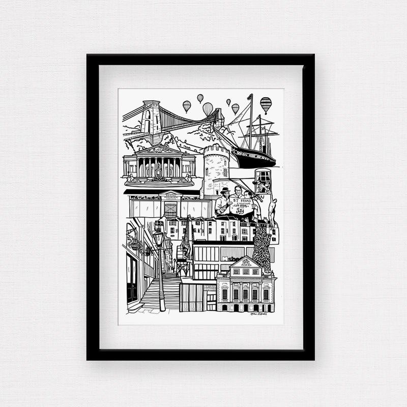 Bristol black and white print with frame