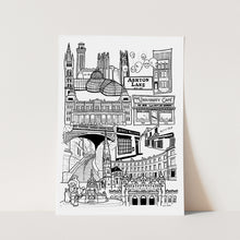 Load image into Gallery viewer, Black and White Print of Glasgow&#39;s West End
