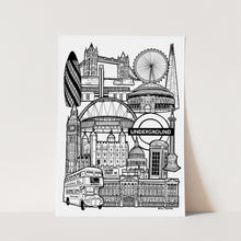 Load image into Gallery viewer, Black and White London Illustration Print
