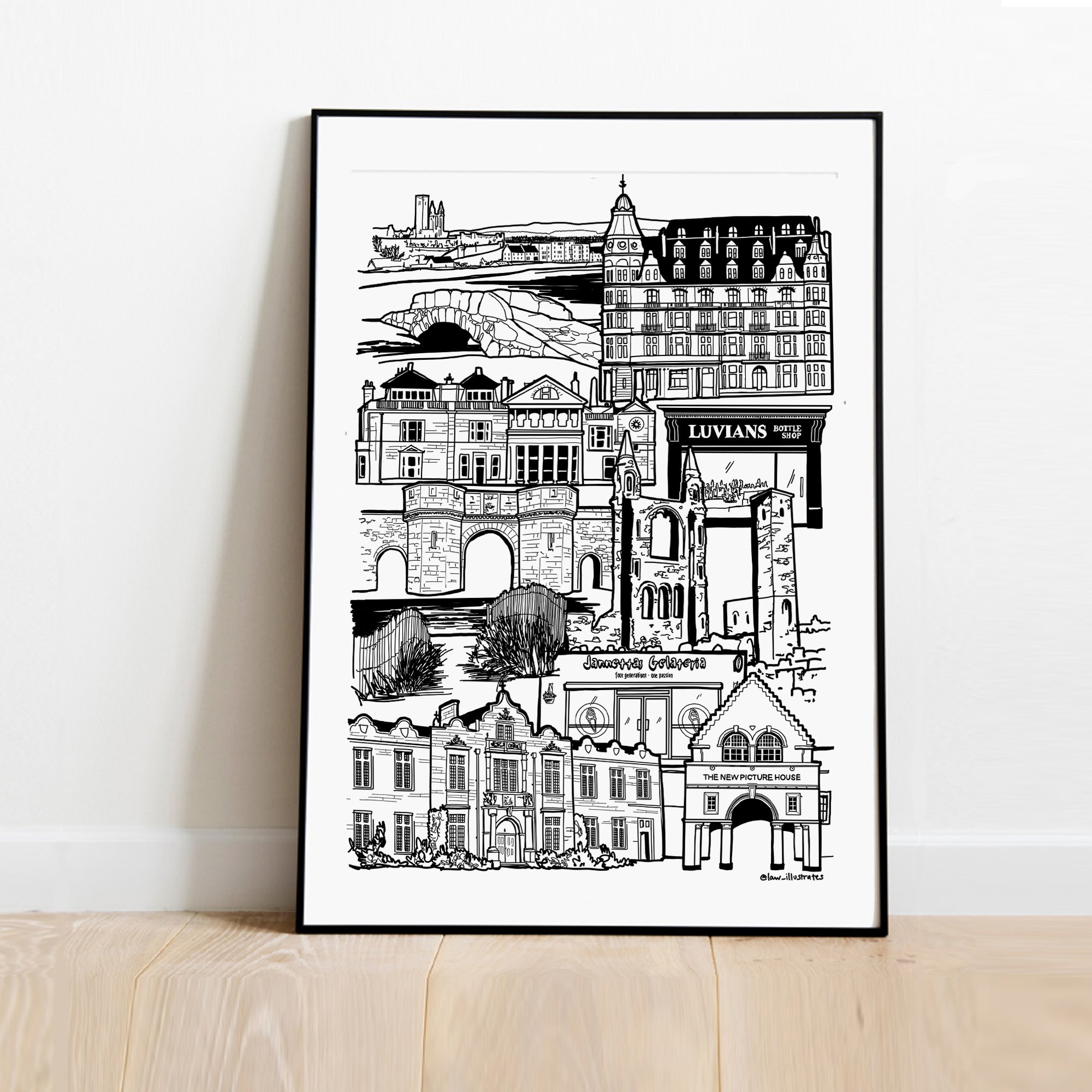 St Andrews Illustration Print