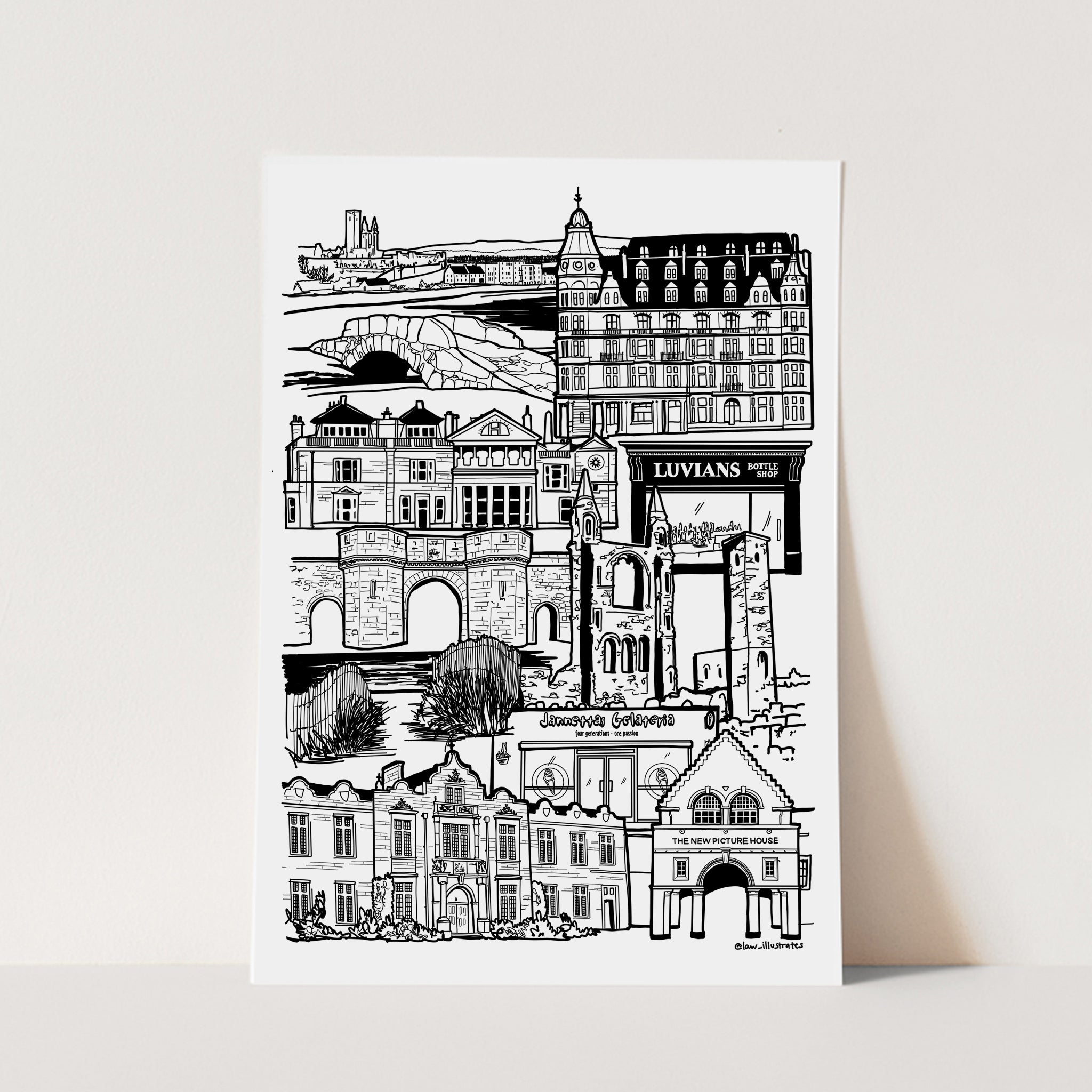 St Andrews Illustration Print