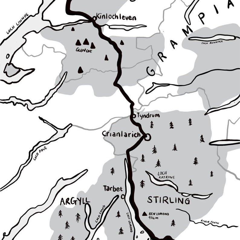 West Highland Way Map Illustration Print