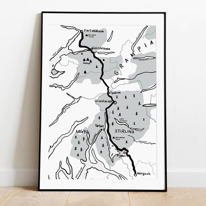 West Highland Way Map Illustration Print