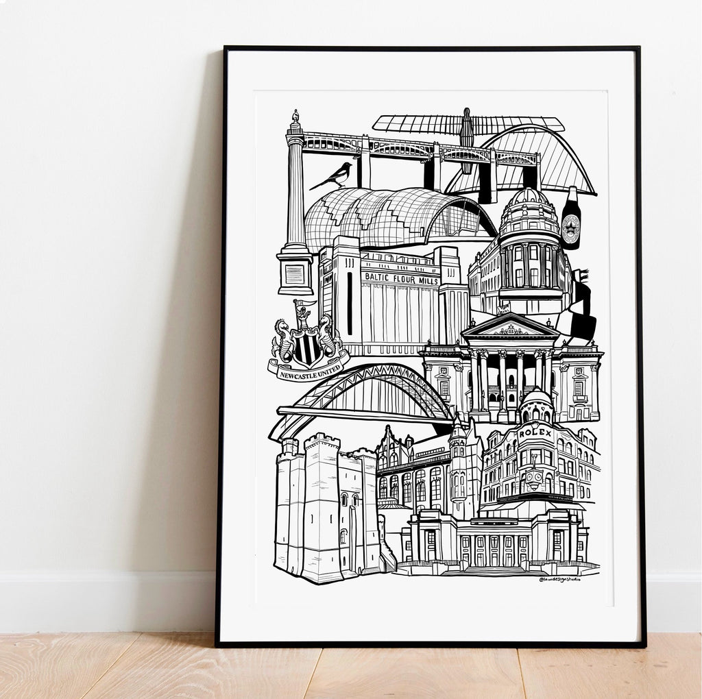 Newcastle Upon Tyne Illustration Print