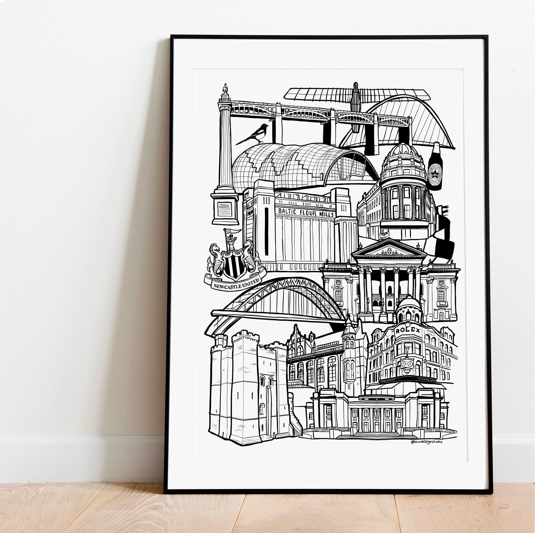 Newcastle Upon Tyne Illustration Print