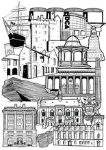 Load image into Gallery viewer, Black and white illustration print of Dundee
