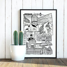 Load image into Gallery viewer, Black and White Glasgow East End illustration print
