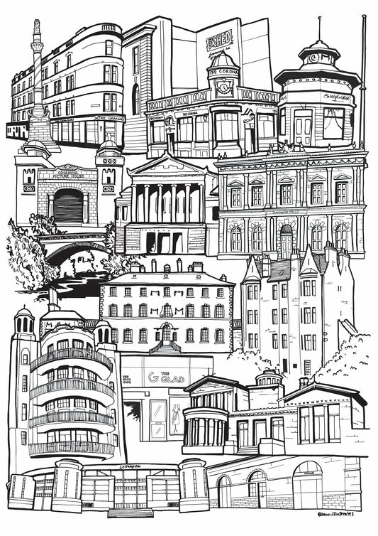 Black and white print of Glasgow Southside