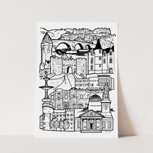Load image into Gallery viewer, Black and white Stirling illustration print
