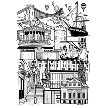 Load image into Gallery viewer, Black and White Bristol illustration print
