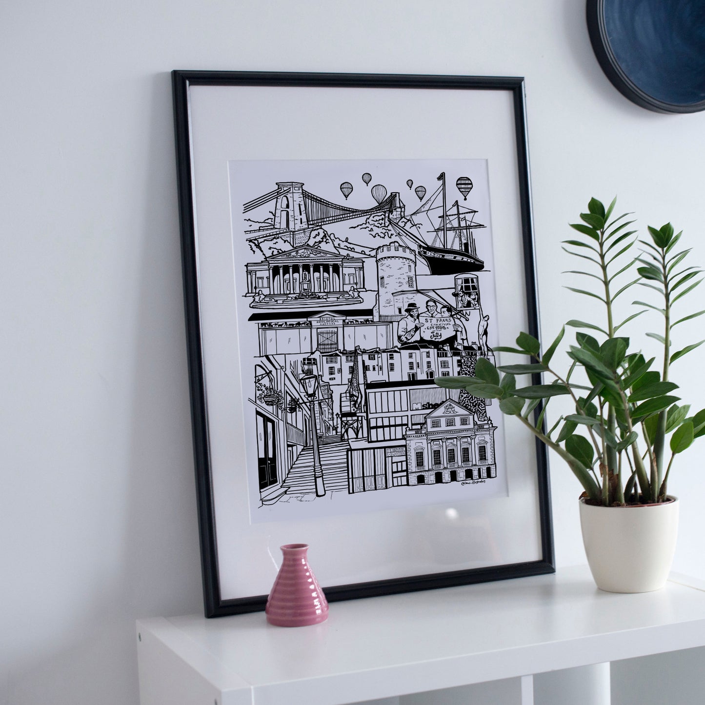 Black and White Bristol illustration print