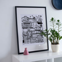 Load image into Gallery viewer, Black and White Bristol illustration print
